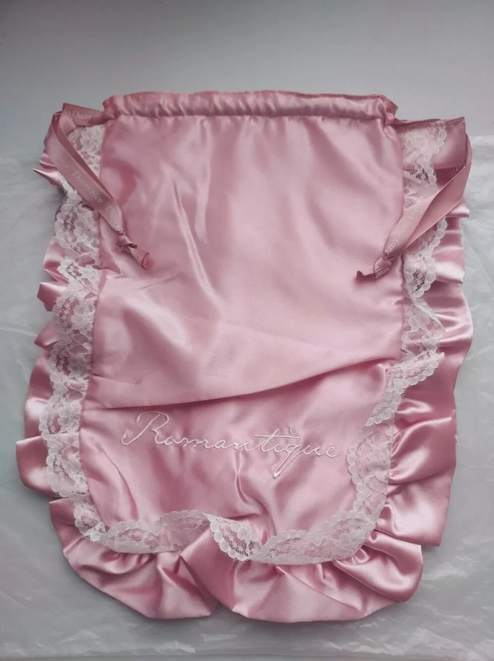 Japan brand Pink lace Satin Lace cloths cosmetic drawstring bag pouch